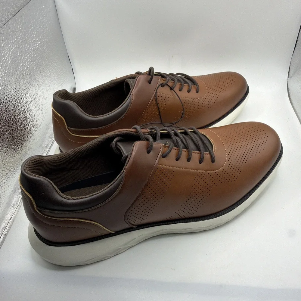 Perry Ellis Casual Shoes Men's Brown Perforated Leather Lace-Up Dress Size 11 - Picture 3 of 10